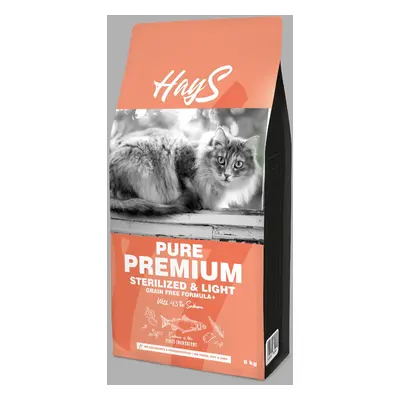 Croquettes Chat Stérilisé Hays Pure Premium Light au saumon 6 kg