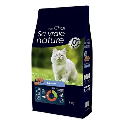 Croquettes Chat Stérilisé Sans Céréales - Sa Vraie Nature au saumon - 8 kg