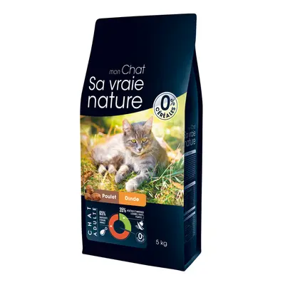 Croquettes Chat Sans Céréales - Sa Vraie Nature Poulet et Dinde 5 kg