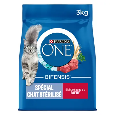 Croquettes Chat Purina One Stérilisé Bœuf Blé 3 kg