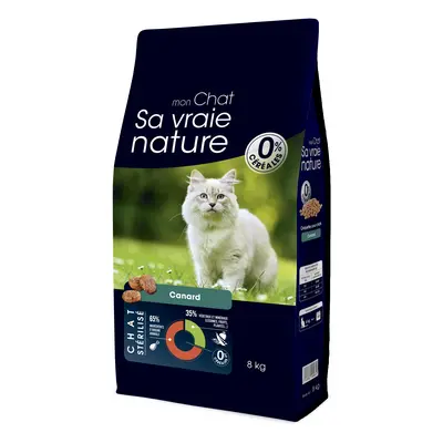 Croquettes Chat Stérilisé Sans Céréales - Sa Vraie Nature Canard - 8 kg