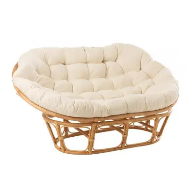 Fauteuil Roni et Coussin Rotin Naturel Blanc