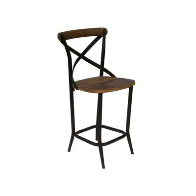 Tabouret de Bar Style Industriel en Bois et Métal II