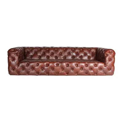 Canapé cuir marron 4 places chesterfield Le Pacha Vintage