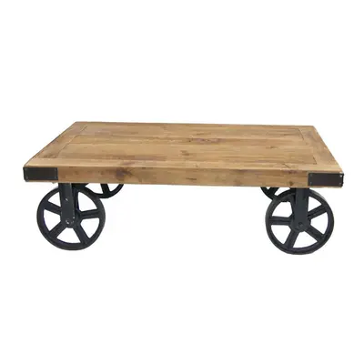 Table basse industrielle roulettes Brooklyn