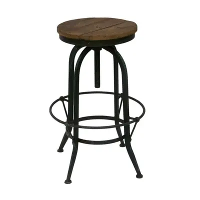 Tabouret de Bar Style Industriel Bistro en Bois et Métal