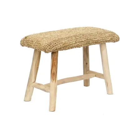 Banc Bohème Chic Naturel en Bois de Teck, Raphia