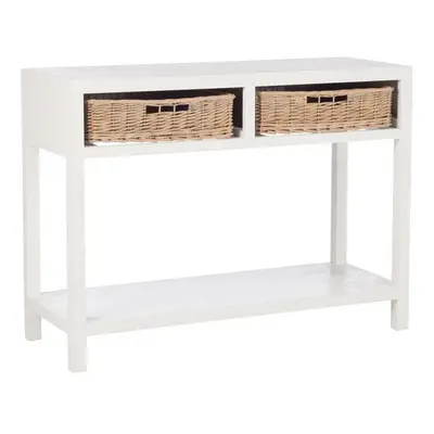 Console et 2 Paniers Bois Blanc