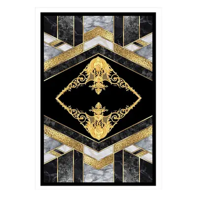 Tapis Print Anti-Dérapant Lavable en Machine Noir 2