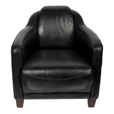 Fauteuil noir en cuir Milord Vintage