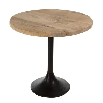 Table Bar Ronde Bois Métal Naturel Noir