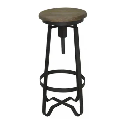 Tabouret de Bar Industriel Réglable en métal et Bois Massif