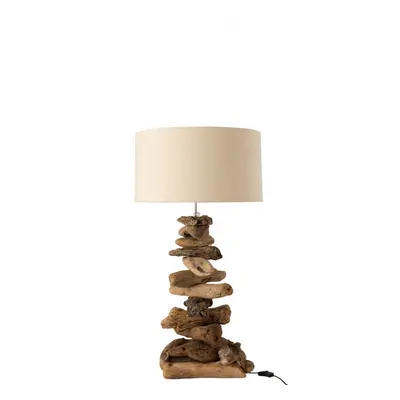 Lampe et Abat-Jour Bois Flotté Naturel Beige Small