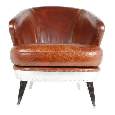 Fauteuil de bureau marron cuir Rocky Vintage