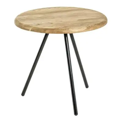 Table basse avec pieds en métal noir et plateau en chêne massif 50 cm Bastid