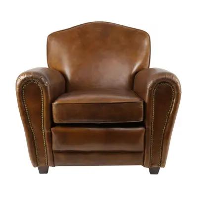 Fauteuil marron cuir Club Edgarton Vintage