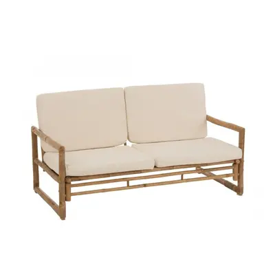 Fauteuil 2 Places En Bambou Et Textile Naturel Et Blanc