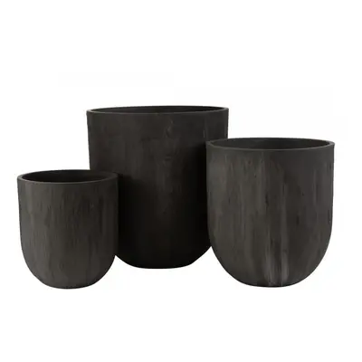 Set 3 Vases Ronds Ceramique Haut Noir