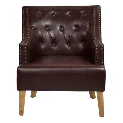 Fauteuil marron cuir Junon Vintage