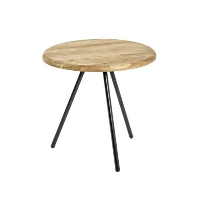 Table basse avec pieds en métal noir et plateau en chêne massif 40 cm Bastid