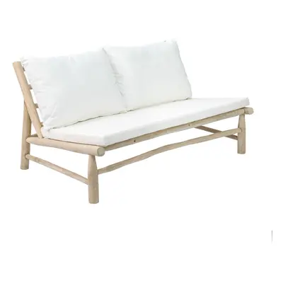 Fauteuil Bohème Chic Naturel, Blanc en Bois de Teck, Tissu Sunbrella