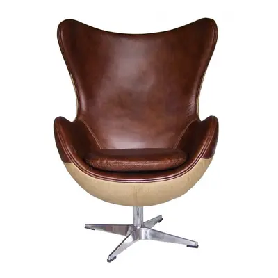 Fauteuil marron cuir Kelly Vintage