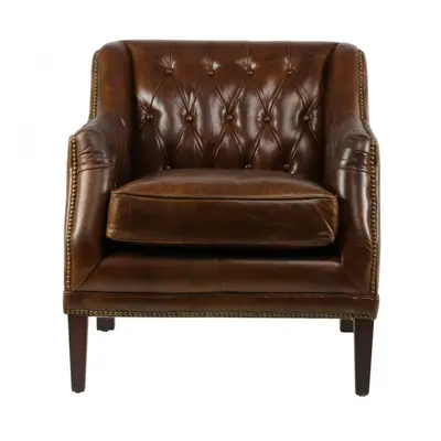 Fauteuil marron en cuir Le Dandy Vintage