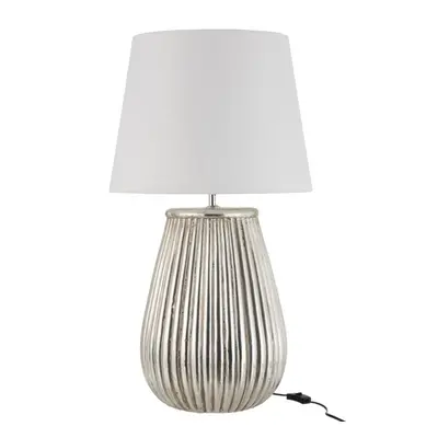 Lampe Lignes + Abat-Jour Ceramique Argent