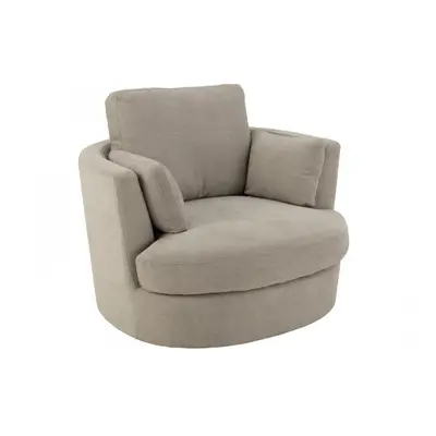 Fauteuil Pivotant Bois/Tissu Gris