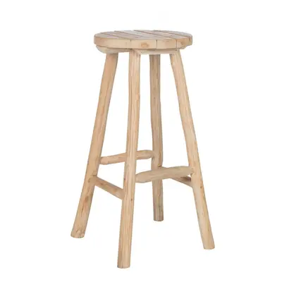 Tabouret Rond Chene Bois Naturel