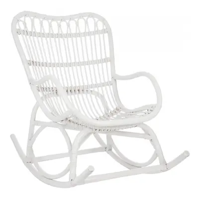 Fauteuil A Bascule Rotin Blanc Mat