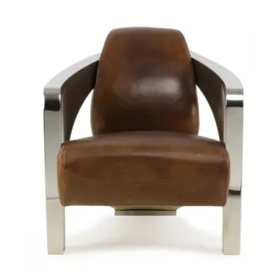 Fauteuil marron cuir Luton Vintage