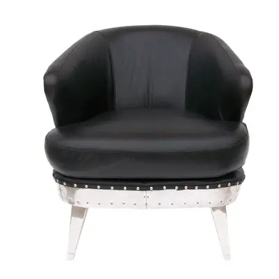 Fauteuil de bureau noir cuir Rocky Vintage