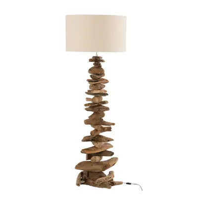 Lampe et Abat-Jour Bois Flotté Naturel Beige Large