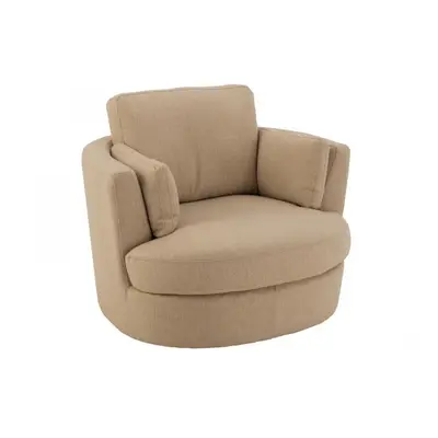 Fauteuil Pivotant Bois/Tissu Beige