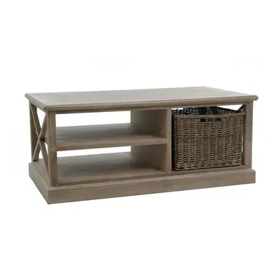 Table Basse Rectangulaire Avec Panier Bois Gris