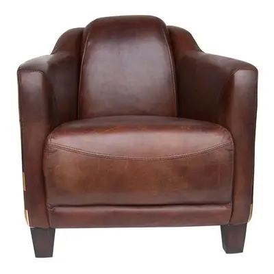 Fauteuil cuir marron James Vintage