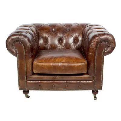 Fauteuil Marron en cuir Chesterfield Chicago Vintage