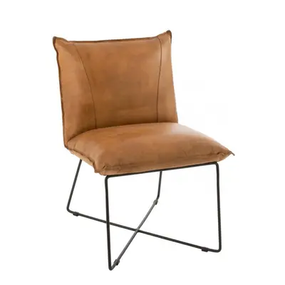 Chaise Lounge Avi Cuir/Fer Camel