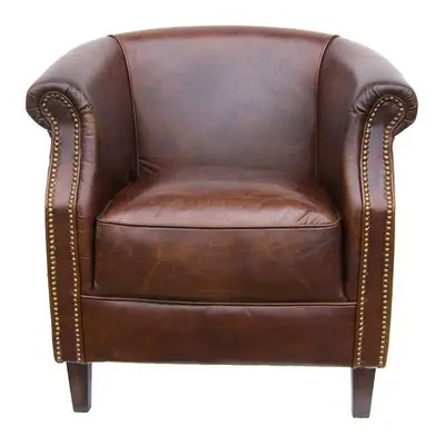 Fauteuil marron cuir Walton Vintage