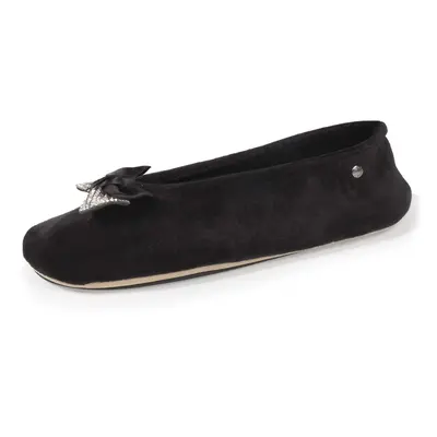 Chaussons ballerines Femme Nœud Bijou Noir