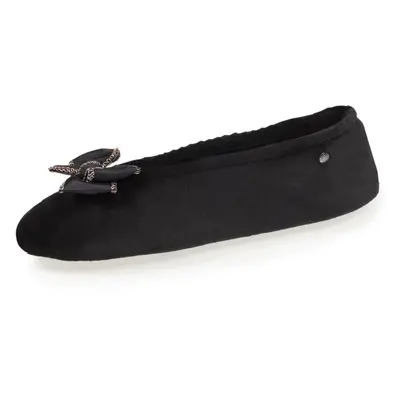 Chaussons ballerines Femme double Nœud Tissu Noir