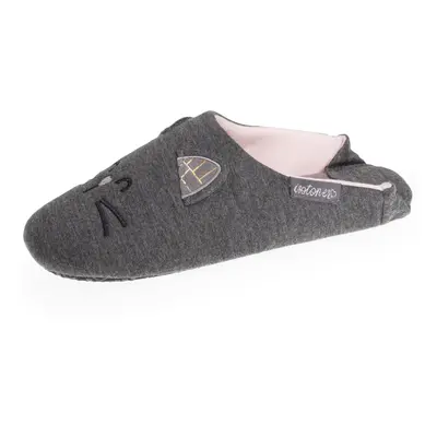 Chaussons babouches Femme 3D Gris chiné foncé