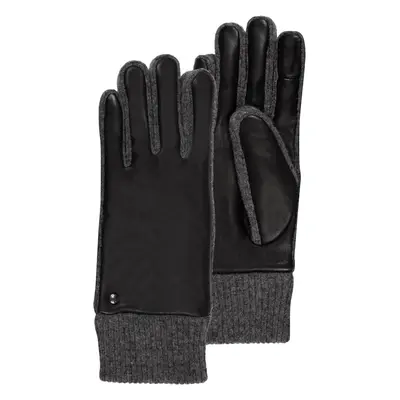 Gants Femme tactiles cuir d'agneau / maille Noir