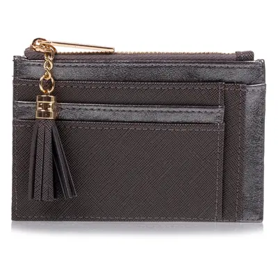 Porte-cartes Femme zippé Gris