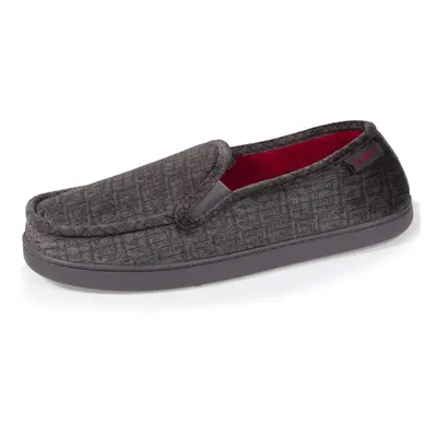 Chaussons mocassins Homme Gris intérieur rouge