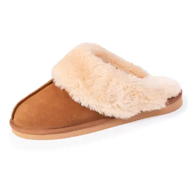 Chaussons mules fourrées Femme Camel