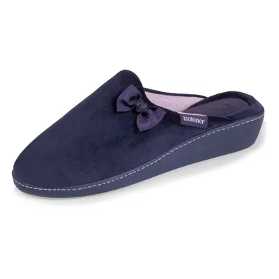 Chaussons mules Talon Femme Marine Nœud