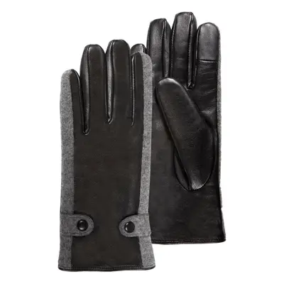 Gants Femme tactiles cuir d'agneau / laine Noir