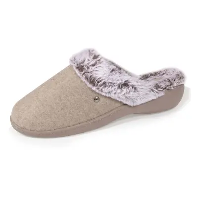 Chaussons mules Femme fourrés Talon Taupe